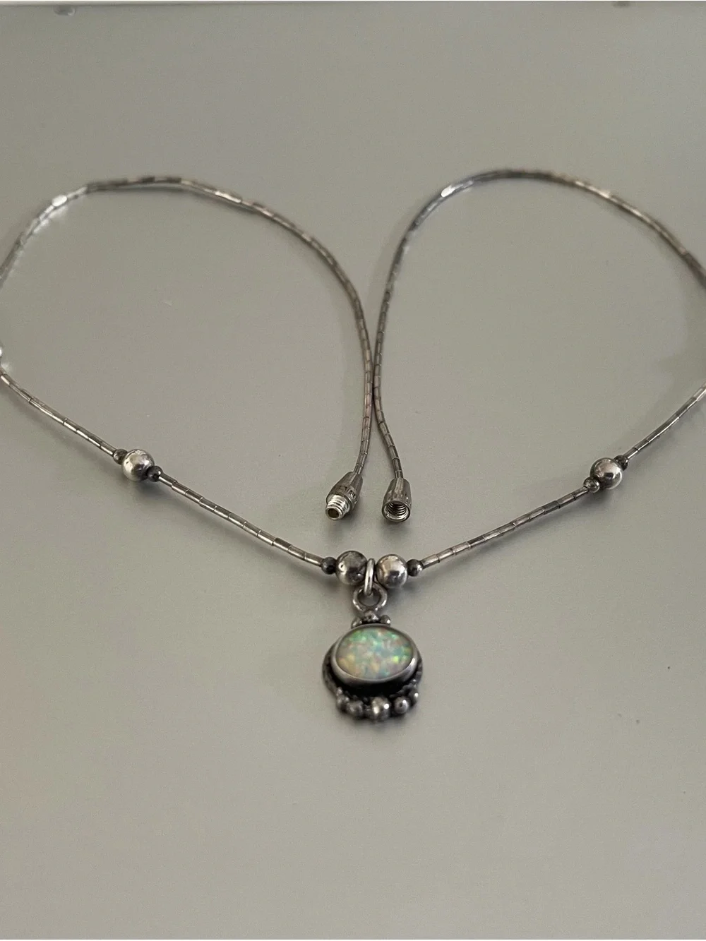 Vintage Liquid Sterling Silver Opal Pendant Necklace